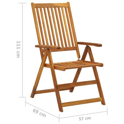 vidaXL Chaises pliables de jardin avec coussins lot de 8 Bois d'acacia