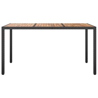 vidaXL Table de jardin 150x90x75 cm Résine tressée et bois acacia Noir