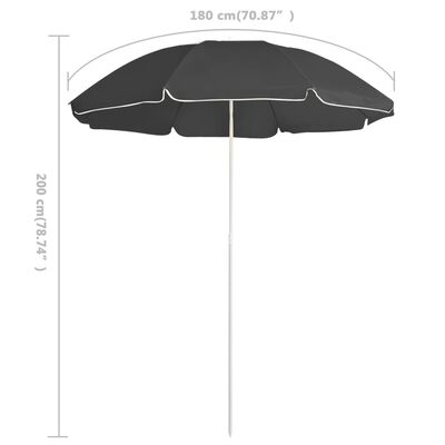 vidaXL Parasol de jardin avec mât en acier anthracite 180 cm