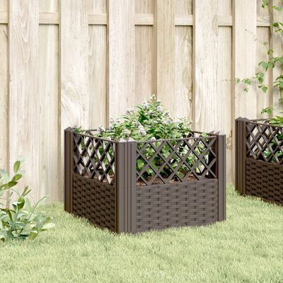 vidaXL Jardinière avec piquets marron 43,5x43,5x43,5 cm PP