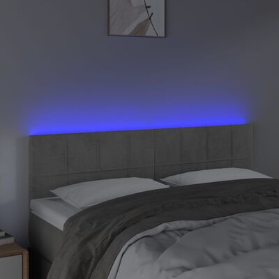 vidaXL Tête de lit à LED Gris clair 144x5x78/88 cm Velours