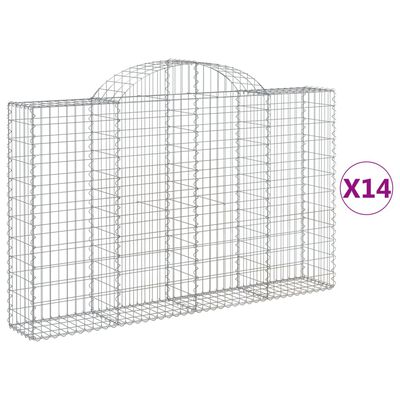 vidaXL Paniers à gabions arqués 14 pcs 200x30x120/140 cm Fer galvanisé