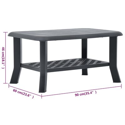 vidaXL Table basse Anthracite 90x60x46 cm Plastique