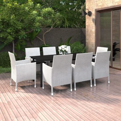 vidaXL Ensemble à manger de jardin coussins 9 pcs Résine tressée Verre