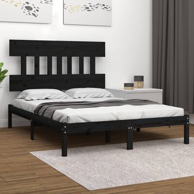 vidaXL Cadre de lit Noir Bois massif 180x200 cm Super King