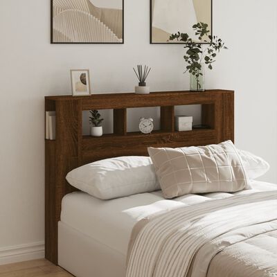 vidaXL Tête de lit à LED chêne marron 140x18,5x103,5cm bois ingénierie