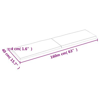 vidaXL Dessus de table bois massif non traité bordure assortie