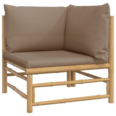 vidaXL Salon de jardin 4 pcs avec coussins taupe bambou