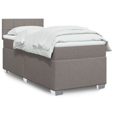 vidaXL Sommier à lattes de lit avec matelas Taupe 100x200 cm Tissu