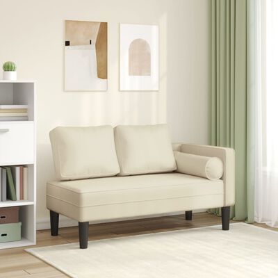 vidaXL Chaise longue avec coussins crème similicuir