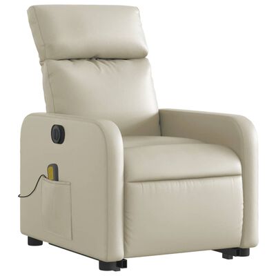 vidaXL Fauteuil inclinable de massage électrique crème similicuir