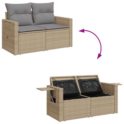 vidaXL Salon de jardin avec coussins 5pcs mélange beige résine tressée