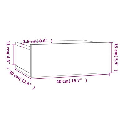 vidaXL Table de chevet flottante Chêne fumé 40x30x15 cm