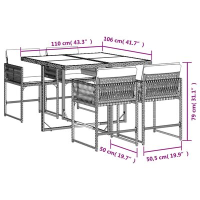 vidaXL Ensemble à manger de jardin 5 pcs coussins gris résine tressée