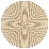 vidaXL Tapis fait à la main Jute avec design de spirale Blanc 120 cm