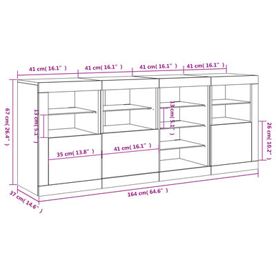 vidaXL Buffet avec lumières LED blanc 164x37x67 cm