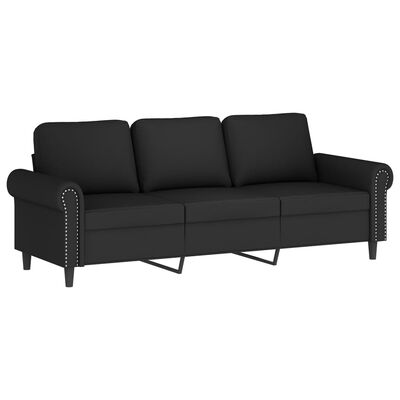 vidaXL Canapé 3 places avec oreillers décoratifs noir 180 cm velours