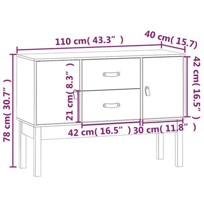 vidaXL Buffet Marron miel 110x40x78 cm Bois massif de pin