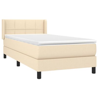 vidaXL Sommier à lattes de lit et matelas Crème 90x190 cm Tissu