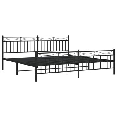 vidaXL Cadre de lit métal sans matelas avec pied de lit noir 200x200cm