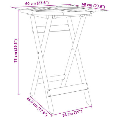 vidaXL Table pliable de jardin Ø60x75 cm bois d'acacia massif