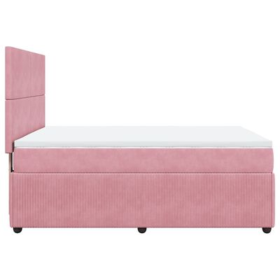 vidaXL Sommier à lattes de lit avec matelas Rose 160x200 cm Velours