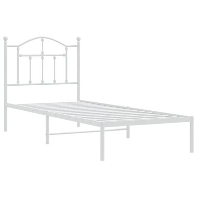 vidaXL Cadre de lit métal sans matelas avec tête de lit blanc 90x200cm