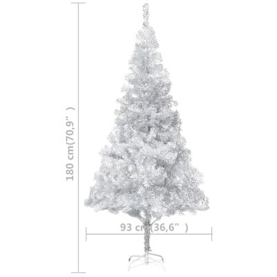 vidaXL Arbre de Noël artificiel pré-éclairé/boules argenté 180 cm PET