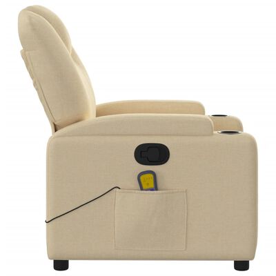 vidaXL Fauteuil de massage inclinable Crème Tissu