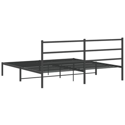 vidaXL Cadre de lit métal sans matelas avec tête de lit noir 200x200cm