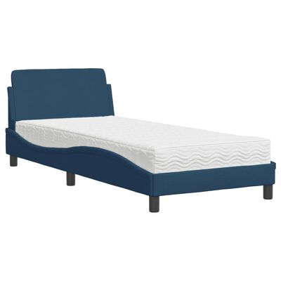 vidaXL Lit avec matelas bleu 90x190 cm tissu