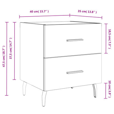 vidaXL Tables de chevet 2 pcs blanc 40x35x47,5 cm bois d’ingénierie