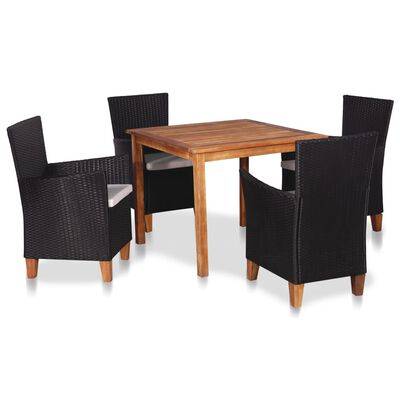 vidaXL Mobilier à dîner de jardin 5 pcs Résine tressée Noir et marron