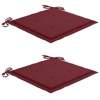 vidaXL Chaises de jardin coussins rouge bordeaux lot de 2 Teck massif