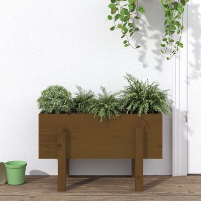 vidaXL Jardinière marron miel 62x30x38 cm bois massif de pin