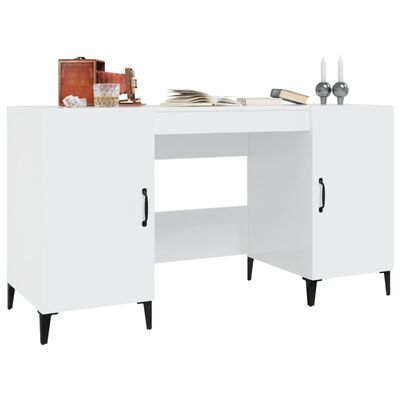 vidaXL Bureau Blanc brillant 140x50x75 cm Bois d'ingénierie