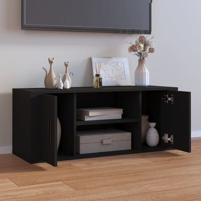 vidaXL Meuble TV Noir 100x35x40 cm Bois d'ingénierie