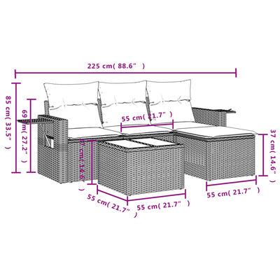 vidaXL Salon de jardin 4 pcs avec coussins marron résine tressée