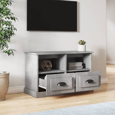 vidaXL Meuble TV gris béton 80x35x50 cm bois d'ingénierie