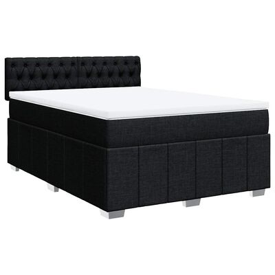 vidaXL Sommier à lattes de lit avec matelas Noir 140x200 cm Tissu