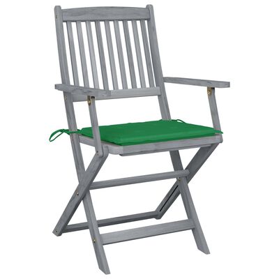 vidaXL Chaises pliables d'extérieur lot de 6 et coussins Bois d'acacia