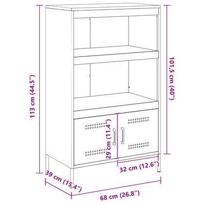 vidaXL Buffet haut noir 68x39x113 cm acier