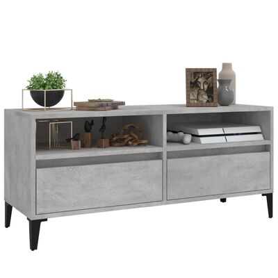 vidaXL Meuble TV gris béton 100x34,5x44,5 cm bois d'ingénierie