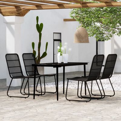 vidaXL Ensemble à manger de jardin 5 pcs Noir