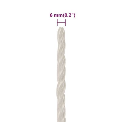 vidaXL Corde de travail Blanc 6 mm 50 m polypropylène