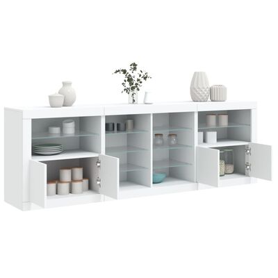 vidaXL Buffet avec lumières LED blanc 202x37x67 cm