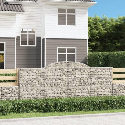 vidaXL Paniers à gabions arqués 9 pcs 300x30x120/140 cm fer galvanisé