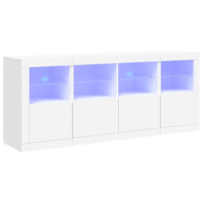 vidaXL Buffet avec lumières LED blanc 163x37x67 cm