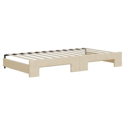 vidaXL Lit de jour avec gigogne et matelas crème 100x200 cm tissu