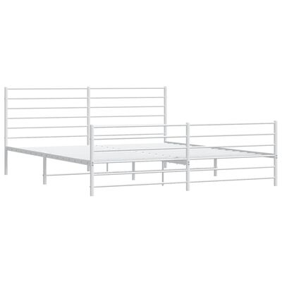 vidaXL Cadre de lit métal sans matelas et pied de lit blanc 193x203 cm